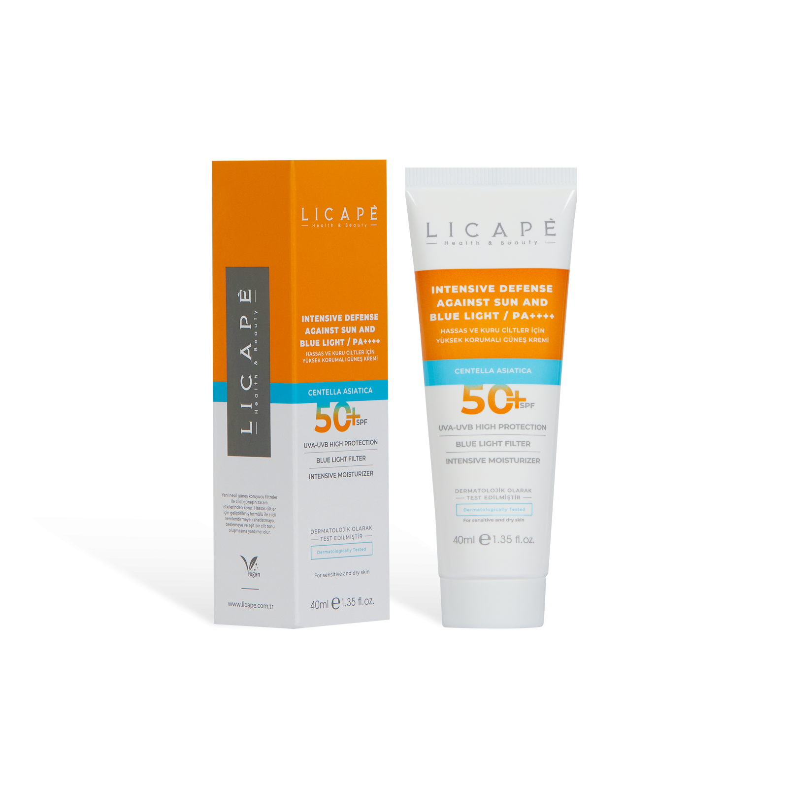 LICAPÈ INTENSIVE DEFENSE AGAINST SUN AND BLUE LIGHT / PA++++ FOR SENSITIVE AND DRY SKIN 50 SPF - Kem chống nắng phổ rộng SPF 50+ cho da khô & nhạy cảm