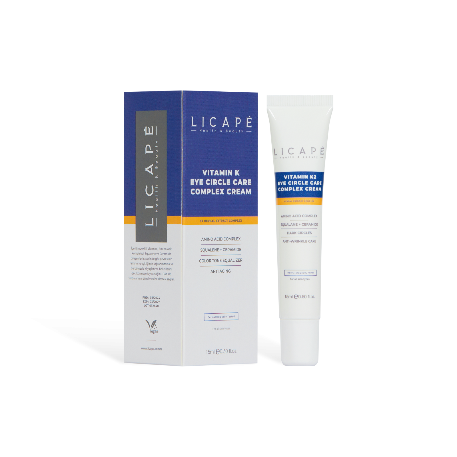 LICAPÈ VITAMIN K2 EYE CIRCLE CARE COMPLEX CREAM - Kem dưỡng giúp giảm quầng thâm & bọng mắt