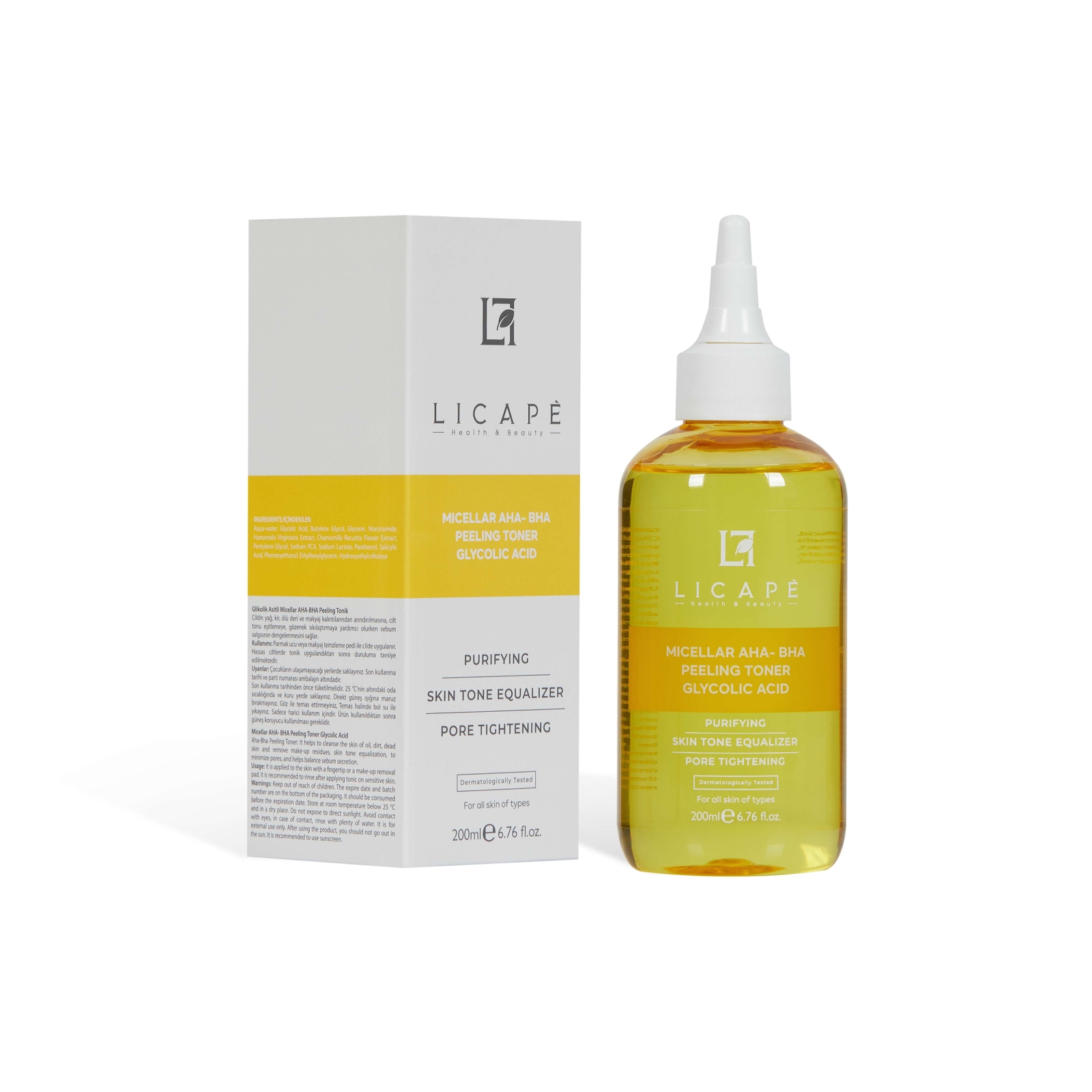 LICAPÈ MICELLAR AHA-BHA PEELING TONER GLYCOLIC ACID - Nước cân bằng tẩy tế bào chết AHA-BHA & Glycolic Acid